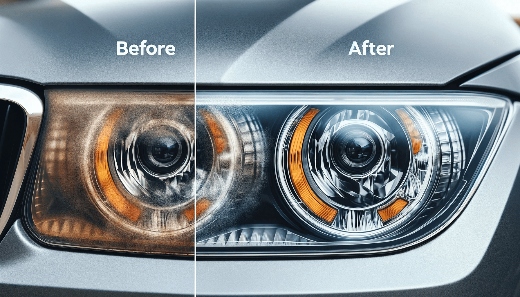 Phares de voiture ternes et jaunis